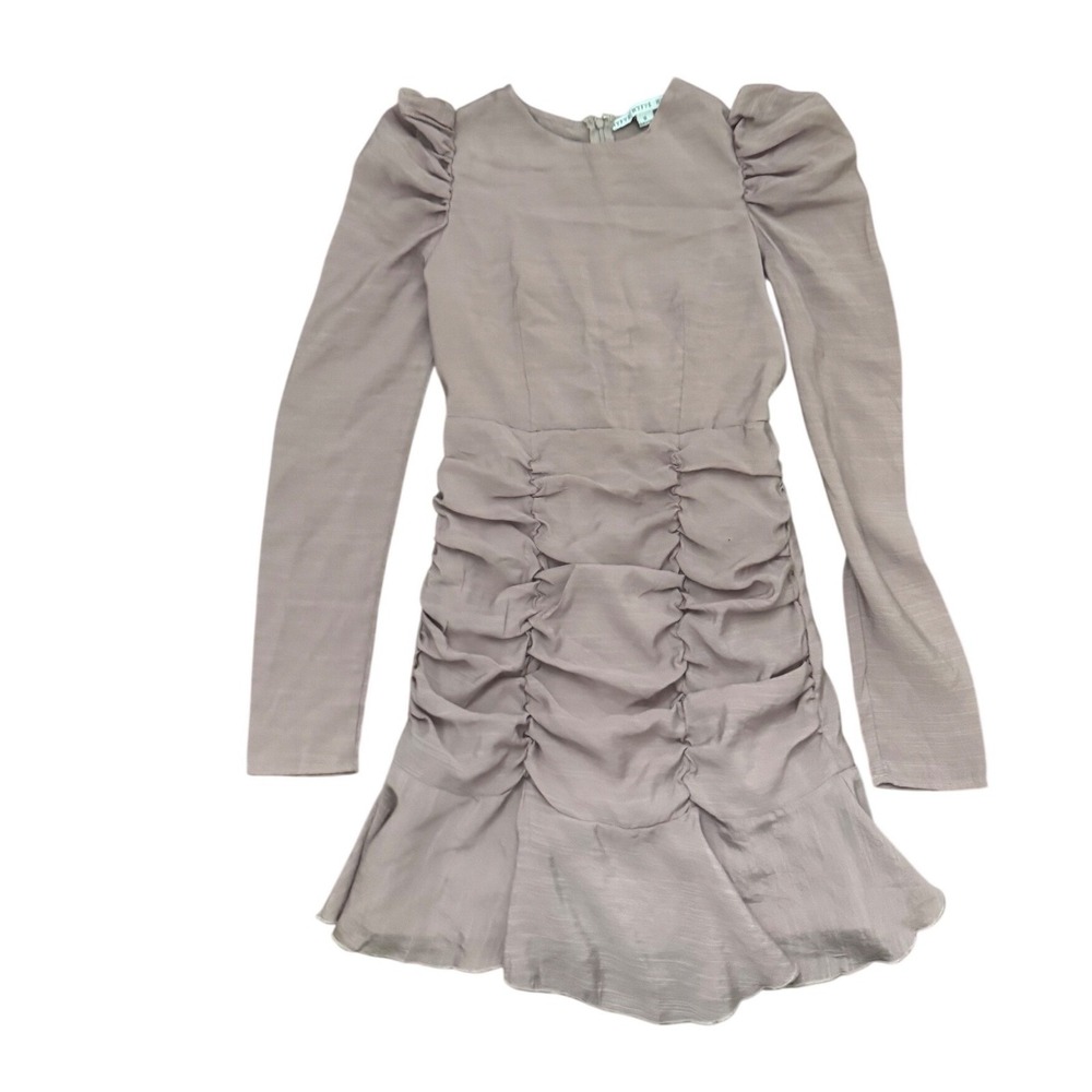 HYFVE Womens Ruched Puff Sleeve Mini Dress Mauve Size S